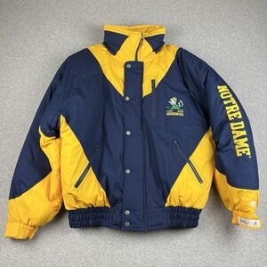 Vintage Notre Dame Puffer Jacket Mens XL Blue Snap Zip Licensed NCAA 90s